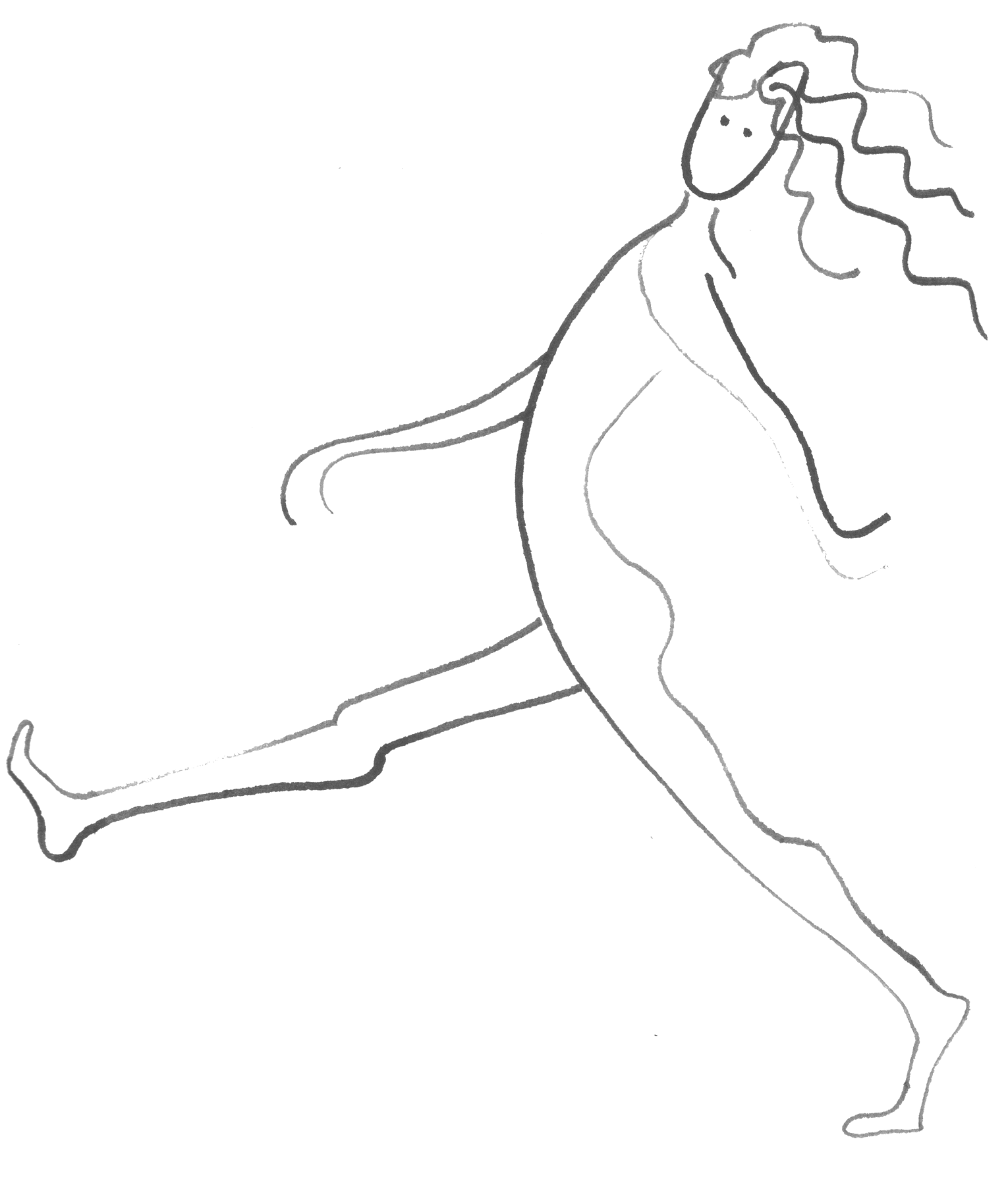 Indigo Violet striding forward